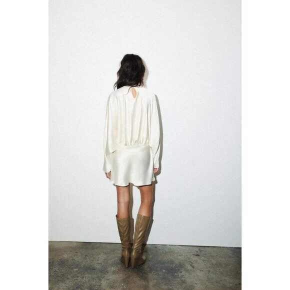 ZARA SATIN FOULARD SHORT DRESS - Picture 6 of 9